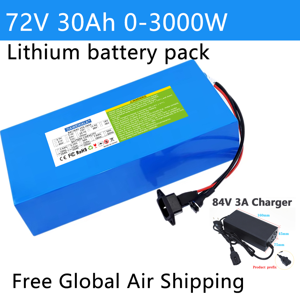 Electric Bicycle Battery 72V 30Ah - 72V 12Ah-30Ah 18650 Battery pack 50A