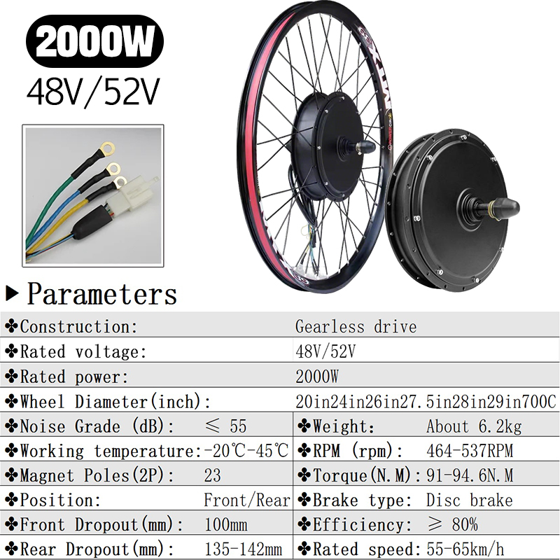 MTX 48V52V 2000W Ebike Motor W - 72V 5000W Hub Motor Kit review and price